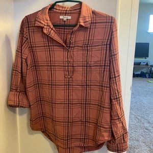 Madewell flannel popover top